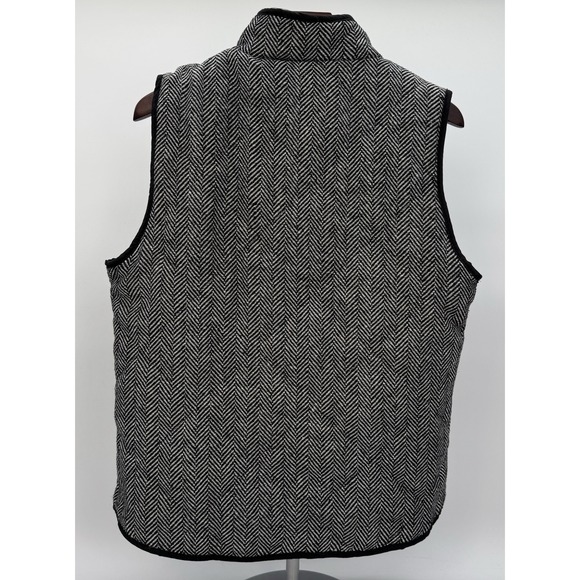 Quilted Puffer Herringbone Tweed Vest Black White Full Zip Pockets Women's Sz M - Picture 6 of 12